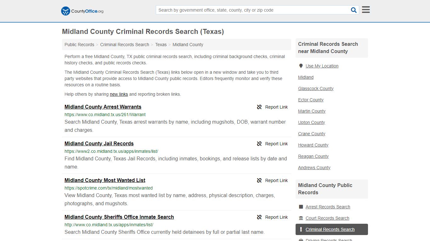 Midland County Criminal Records Search (Texas) - County Office